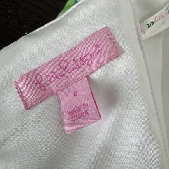 Lilly Pulitzer Size 6 Langley Strapless Beaded Floral Dress‎ Green pink Silk - Picture 7 of 12
